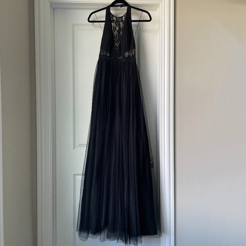 Aidan Mattox Black Lace Formal Dress